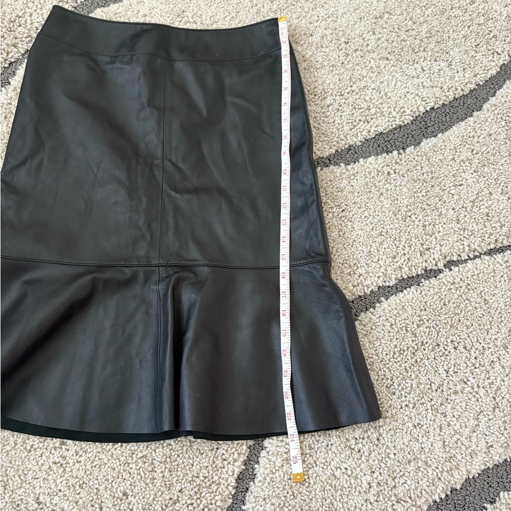 Antonio Melani Black Leather Skirt Flounce Bottom - Picture 2 of 5